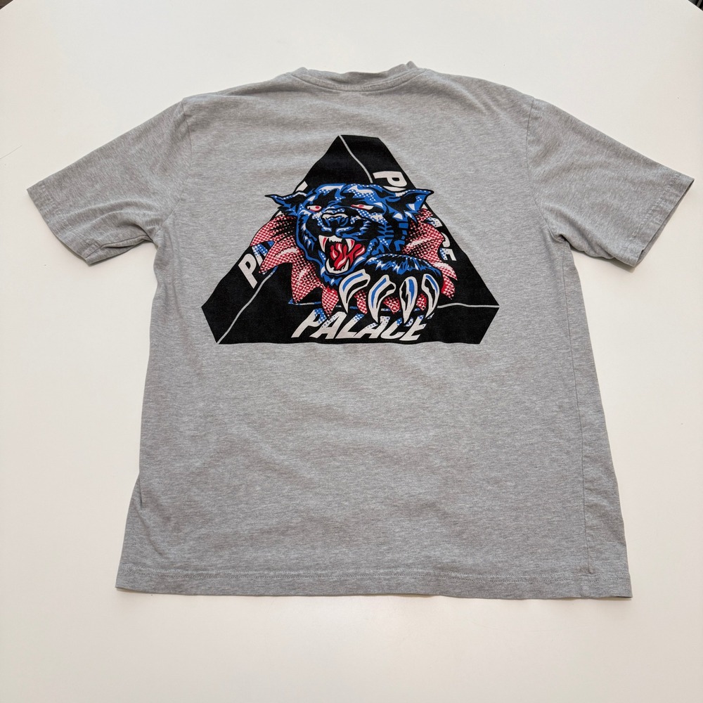 Palace Panther Tri-Ferg Grey Cotton Graphic T-Shirt Mens Large